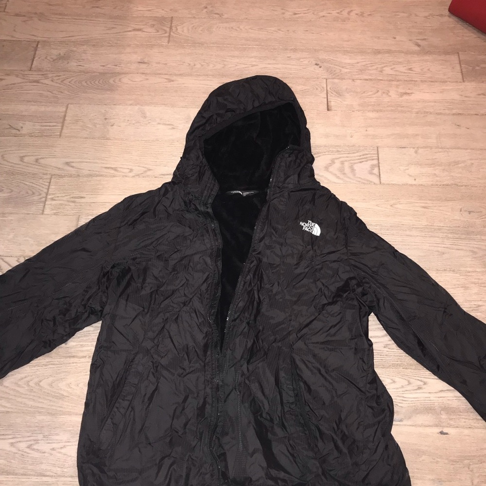 Black north face rain jacket